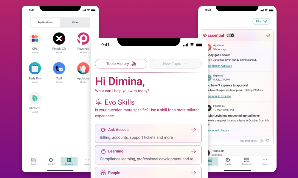 The Access Evo mobile app, extending the core Access experience to iOS and Android