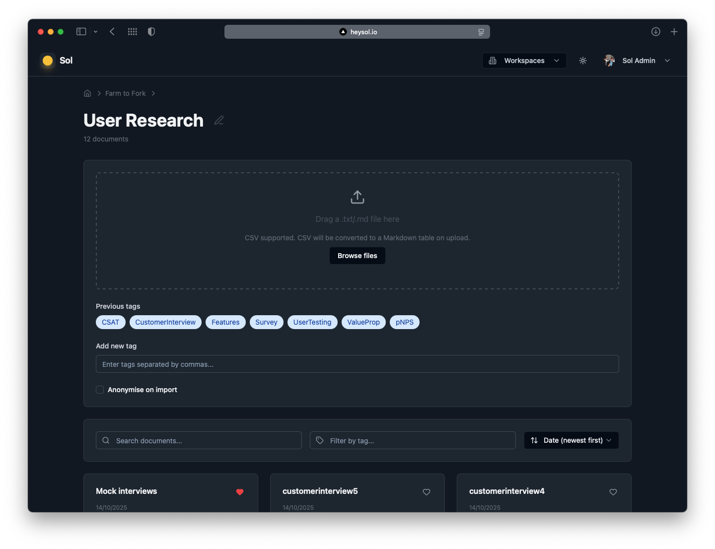 Sol Projects Dashboard