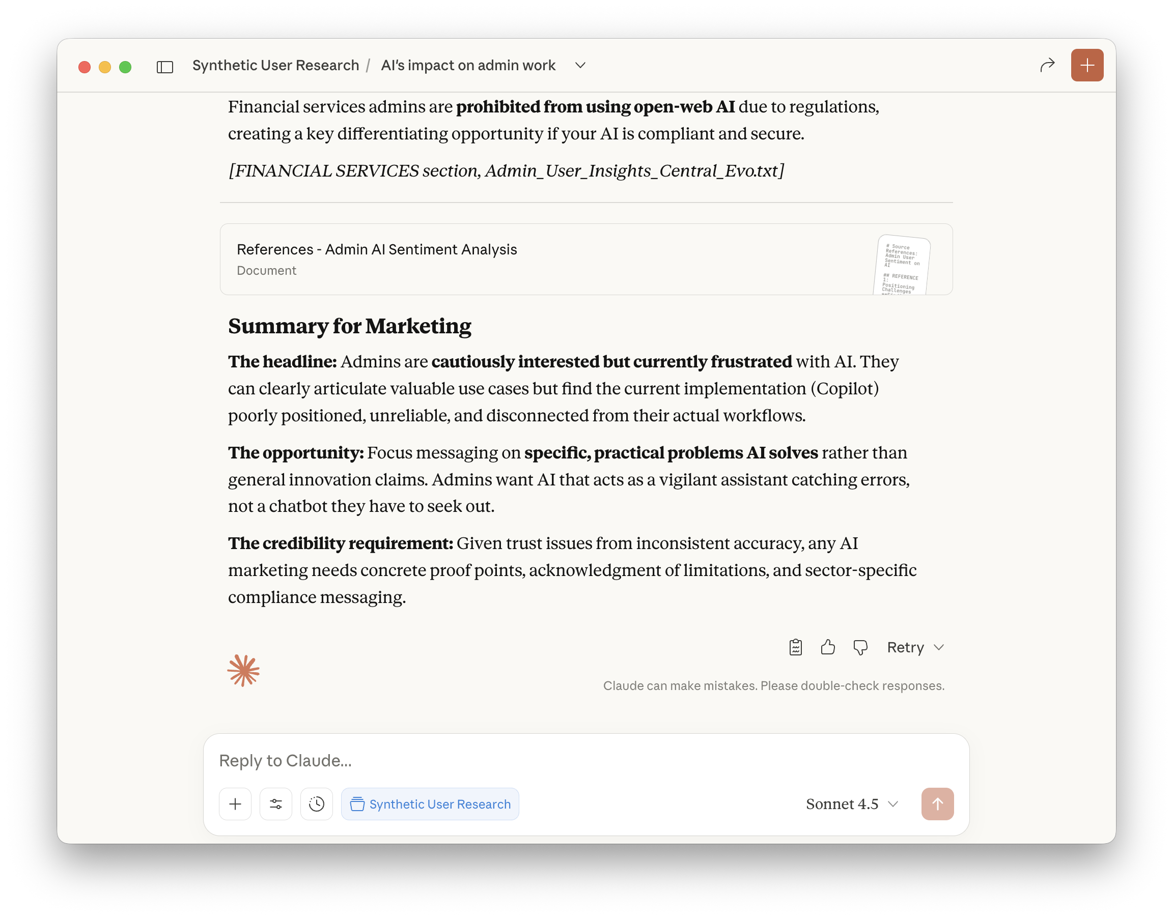 Synthetic research and marketing insights